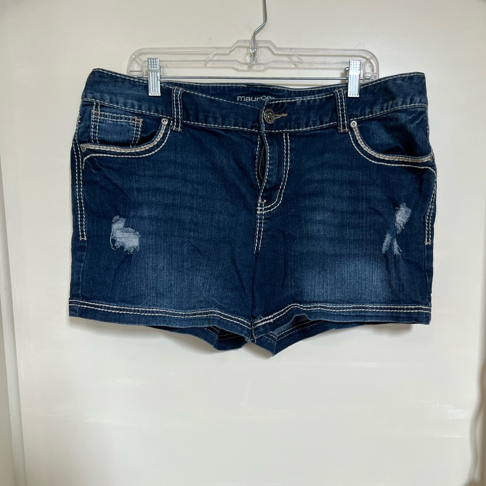 Medium wash, lightly distressed jean short
